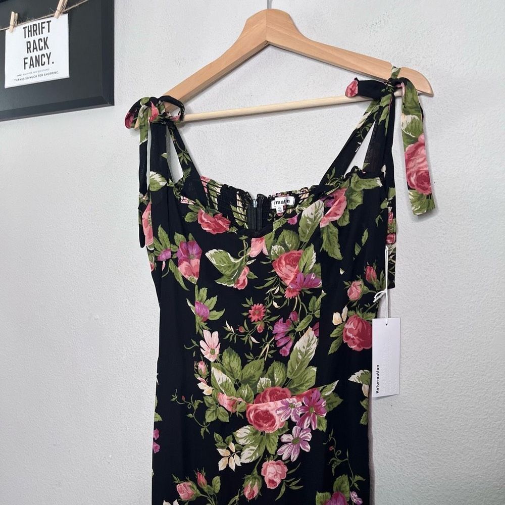 Reformation Black Floral Midi Dress - Picture 3 of 11